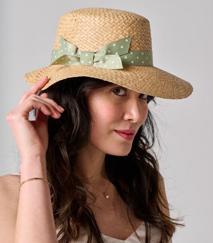 Chapeau paille femme avec ruban