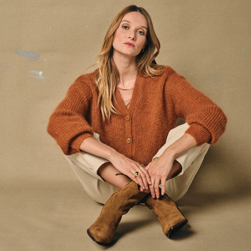 Gilet femme chaud en laine mohair