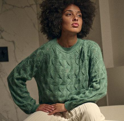 Pull en laine mohair Femme - Vert clair