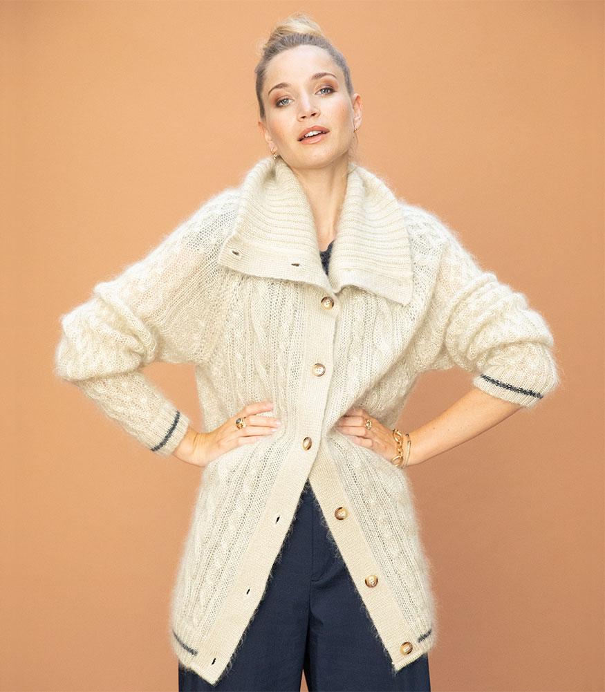 veste chaude femme en mohair et soie