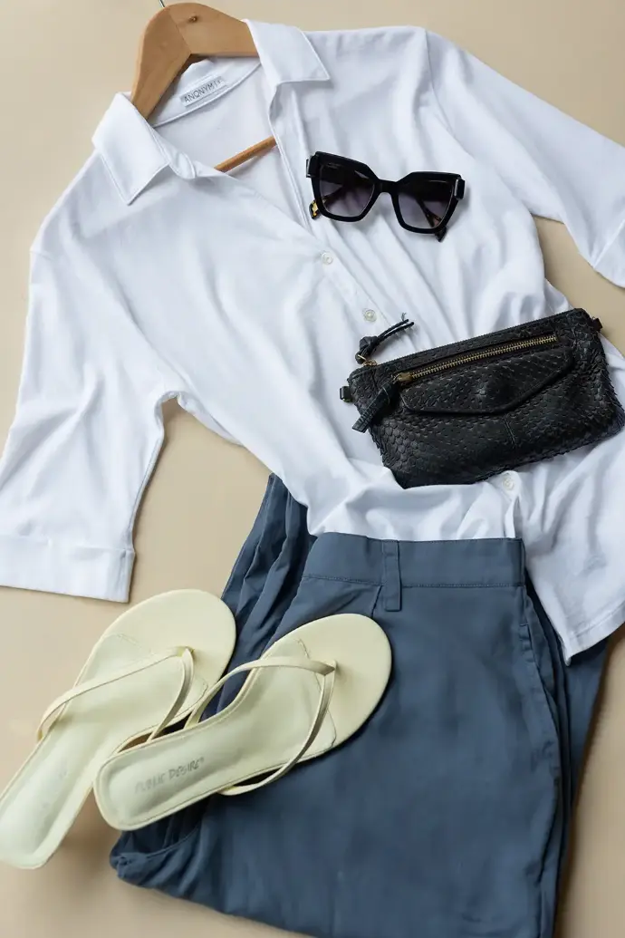 Idée look chemise blanche en coton Pima