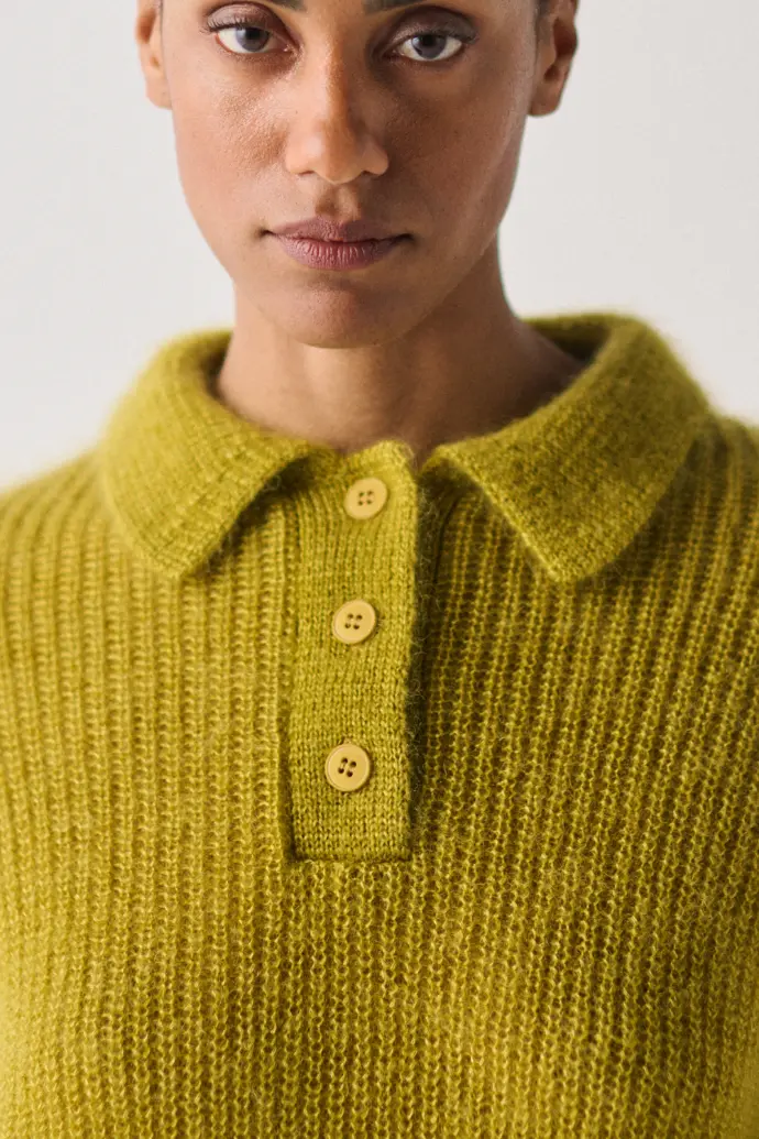 Pull femme mohair et soie vert tilleul