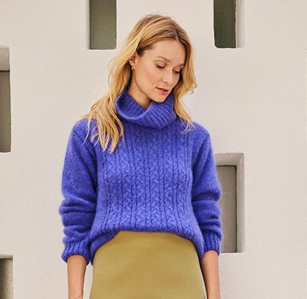 pull col roulé en laine de mohaire de chevreaux
