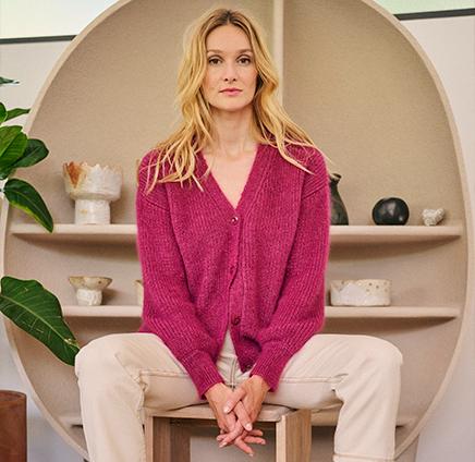 cardigan en mohair et soie