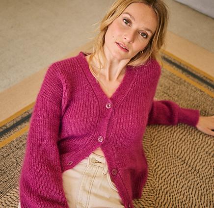 gilet tendance en laine de mohair de chevreau et soie
