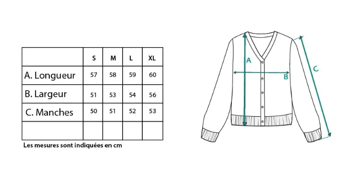 Guide des tailles du gilet femme