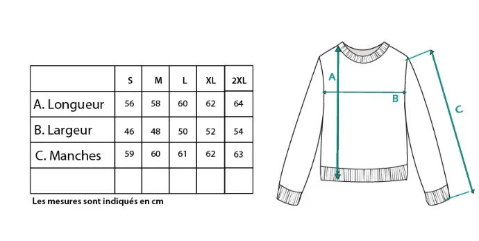 Guide des tailles du pull femme en mohair col rond