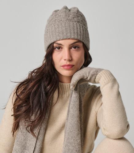 Ensemble gants bonnet et écharpa en laine de yack