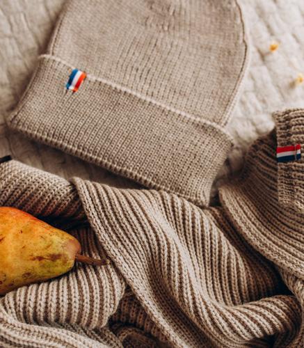 Ensemble bonnet gants et écharpe en laine mérinos fabrication française