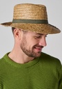 Chapeau homme en 100% paille avec ruban kaki made in France