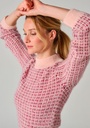 Pull femme col rond en mohair de chevreau des Pyrénées couleur rose