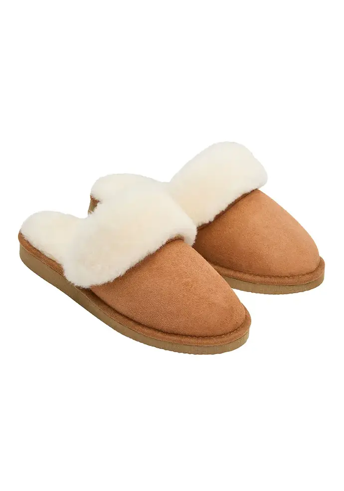 Mules chaudes femme en peau de mouton fourrées laine