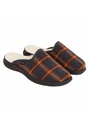 Mules homme doublées laine ecossais bleu fabrication francaise