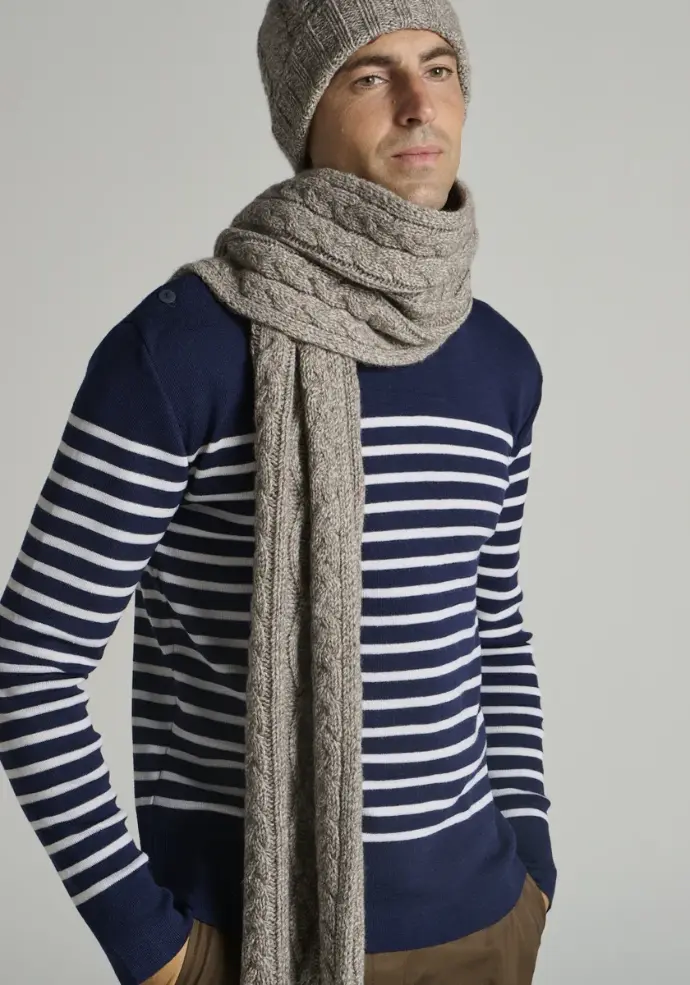 Echarpe chaude pour homme en yack couleur beige chiné