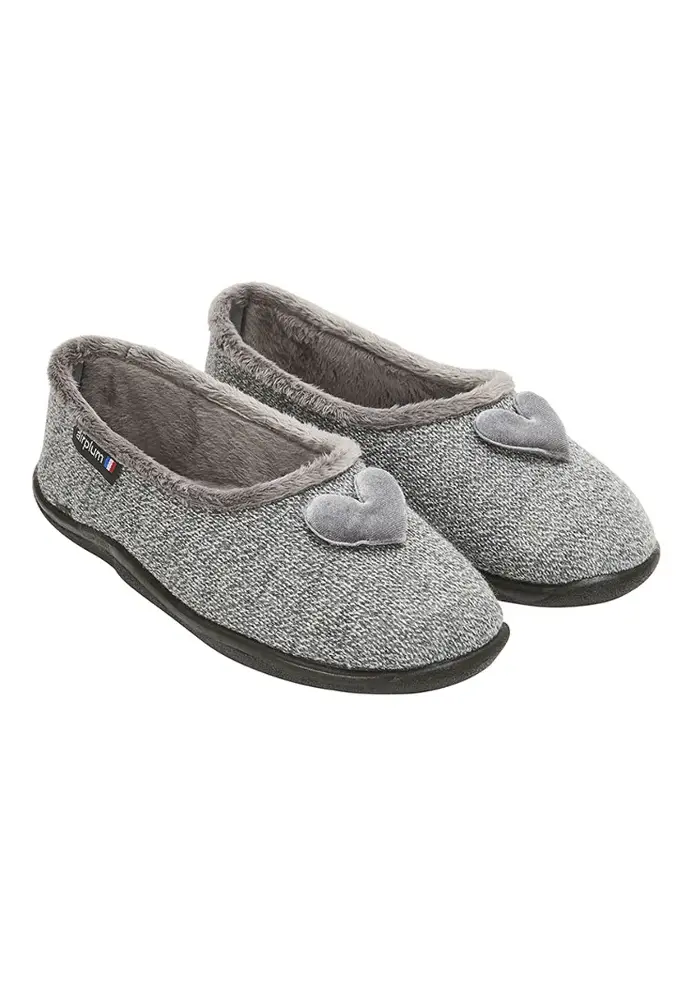 Chaussons femme ultra souples en feutre couleur gris semelle antidérapante