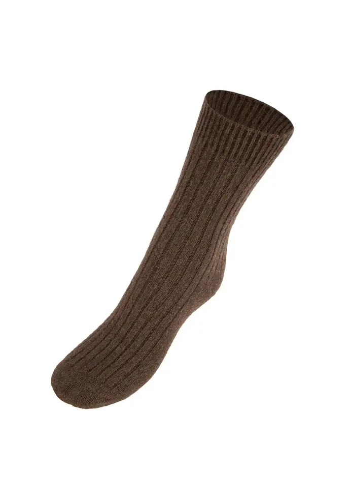 Chaussettes mixtes en laine de yack couleur marron