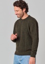 Pull homme col rond en laine recyclée couleur vert chiné