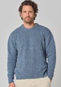 Pull homme col rond en laine couleur bleu chiné