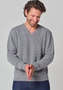 Pull homme col V en laine couleur gris