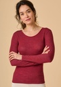 Ensemble t-shirt manches longues bordeaux et caleçon long en coton laine et soie