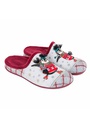 Mules femme velours motif pingouin