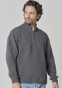 Pull col zippé pour homme en laine couleur gris