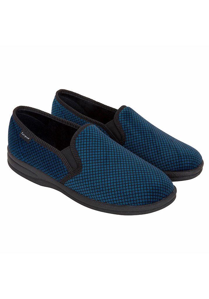 Pantoufles homme en velours bleu fabrication francaise