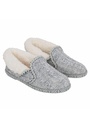 Pantoufles femme fourrées  laine en tricot gris semelle caoutchouc