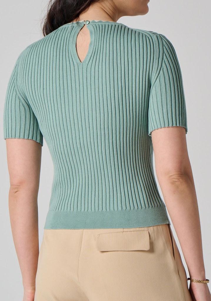 T-shirt femme en coton biologique tricot en côtes 4x4
