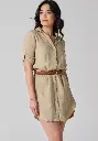 Robe femme en lin manches 3/4 couleur beige