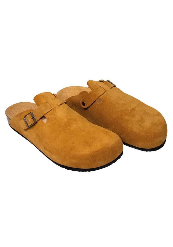 Sabots mixtes en cuir couleur naturel