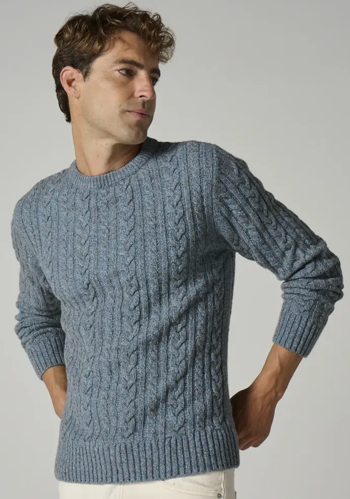 Pull homme col rond couleur bleu clair