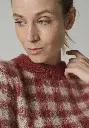 Pull col rond motif damier couleur rouille