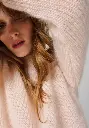 Pull femme col montant rose manches raglans