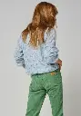 Pull femme maille relief en mohair et soie bleu ciel