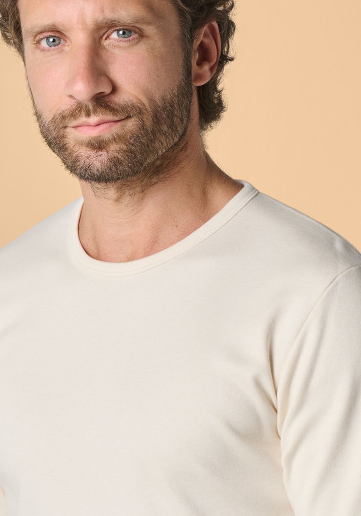 T-shirt homme manches longues en coton bio couleur écru