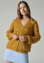 Gilet femme en mohair et soie couleur ocre