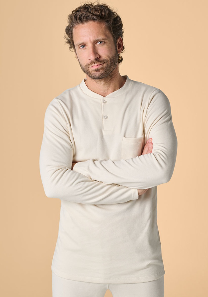 Pyjama homme flanelle coton biologique couleur écru