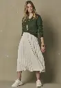 Pull femme col V en mohair de chevreau couleur kaki