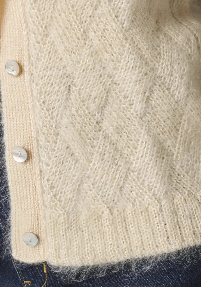 Gilet femme sans manche en mohair et soie 4 boutons