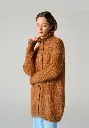 Gilet à torsades en mohair et soie couleur caramel