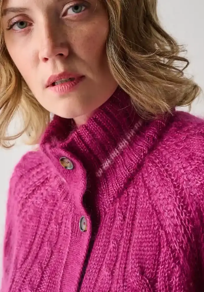 Veste à torsades en laine mohair des Pyrénées