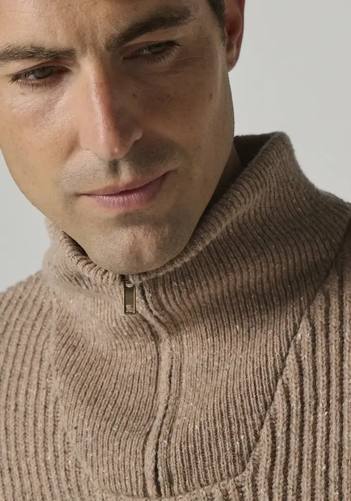 Pull col camionneur fermeture zip pour homme