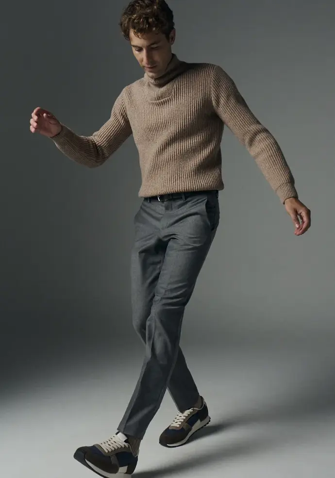 Pull col camionneur en laine et soie pour homme