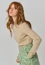 Pull femme col montant en cachemire couleur beige