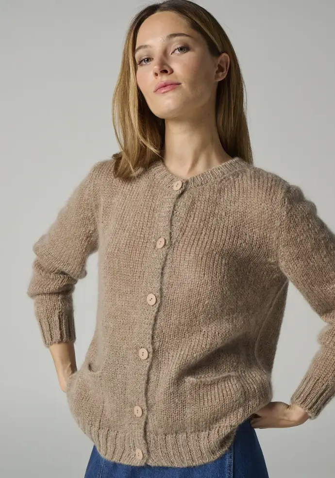 Gilet femme en mohair de chevreau couleur beige