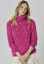 Pull femme col roulé en mohair couleur fuchsia