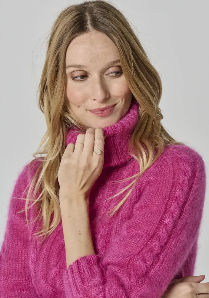 Pull femme col roulé maille vaporeuse