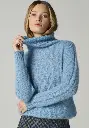 Pull femme col roulé en mohair couleur bleu jean