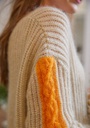Pull femme col V mohair de chevreau soie couleur écru